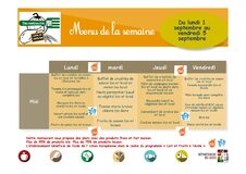 Galerie photo Menu du lundi 01 septembre au vendredi 17 octobre